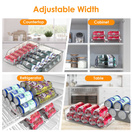 4-Pack Adjustable Fridge Can Organizer