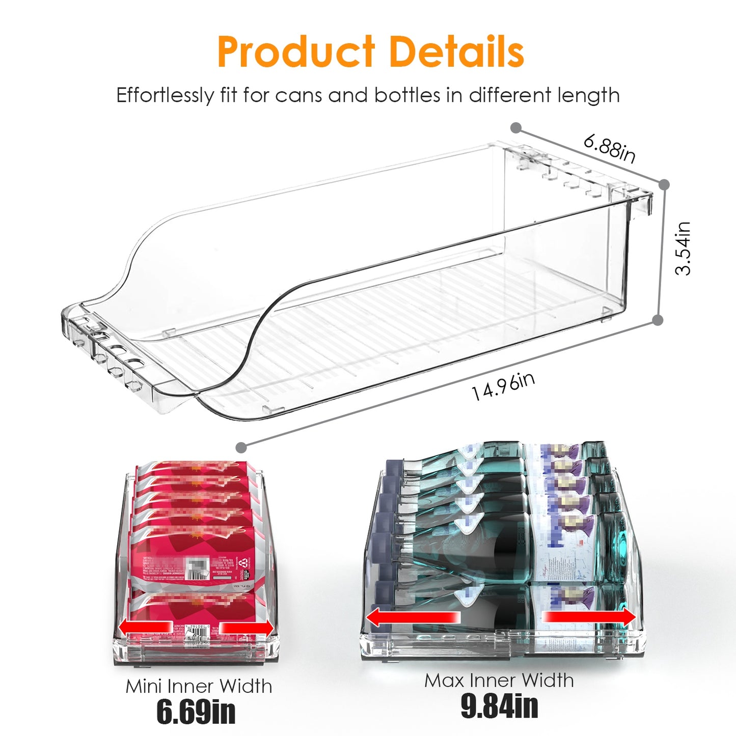 4-Pack Adjustable Fridge Can Organizer