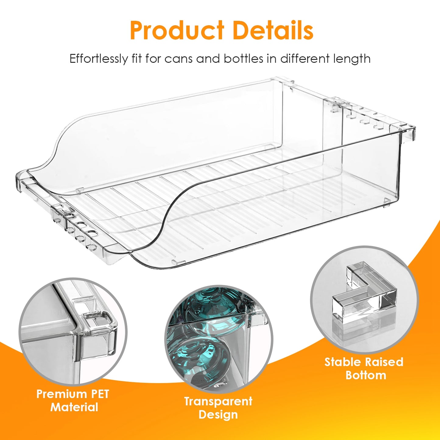 4-Pack Adjustable Fridge Can Organizer
